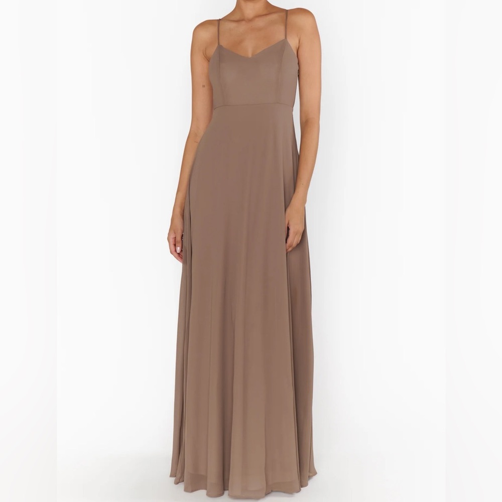 Show Me Your Mumu Faith Maxi Dress Dune‎ Chiffon Large Bridesmaid Formal Wedding